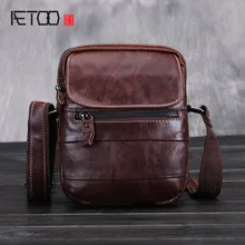 AETOO новая мужская кожаная сумка на плечо натуральная кожа винтажные коричневые сумки-мессенджеры мужские повседневные дорожные сумки