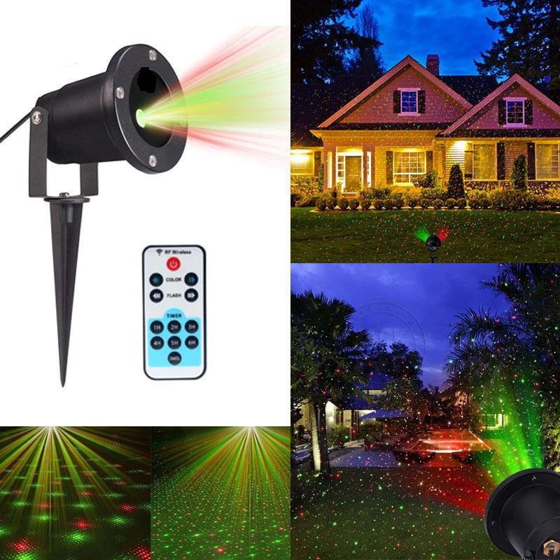 

POTENCO Outdoor Waterproof LED Laser Light Remote Control Red and Green Garden Lawn Lighting Christmas Party Decorations