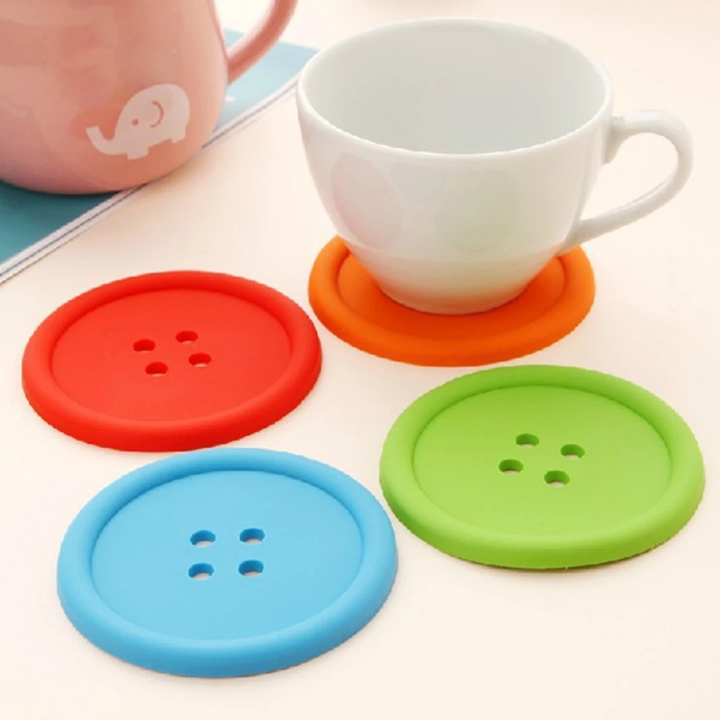 

Special offer 2pcs Placemat Button Shape PVC Heat Insulation Adiabatic Cup Bowl Mat Potholder
