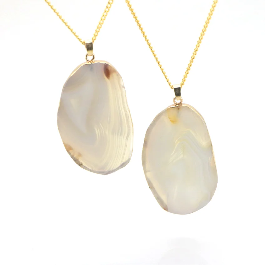 Natural Agate Pendant Necklace (10)