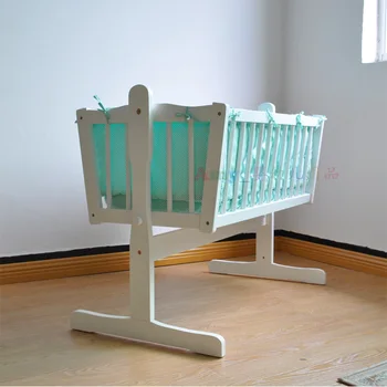

Small Bed Solid Wood European High-end Baby Bed Cradle