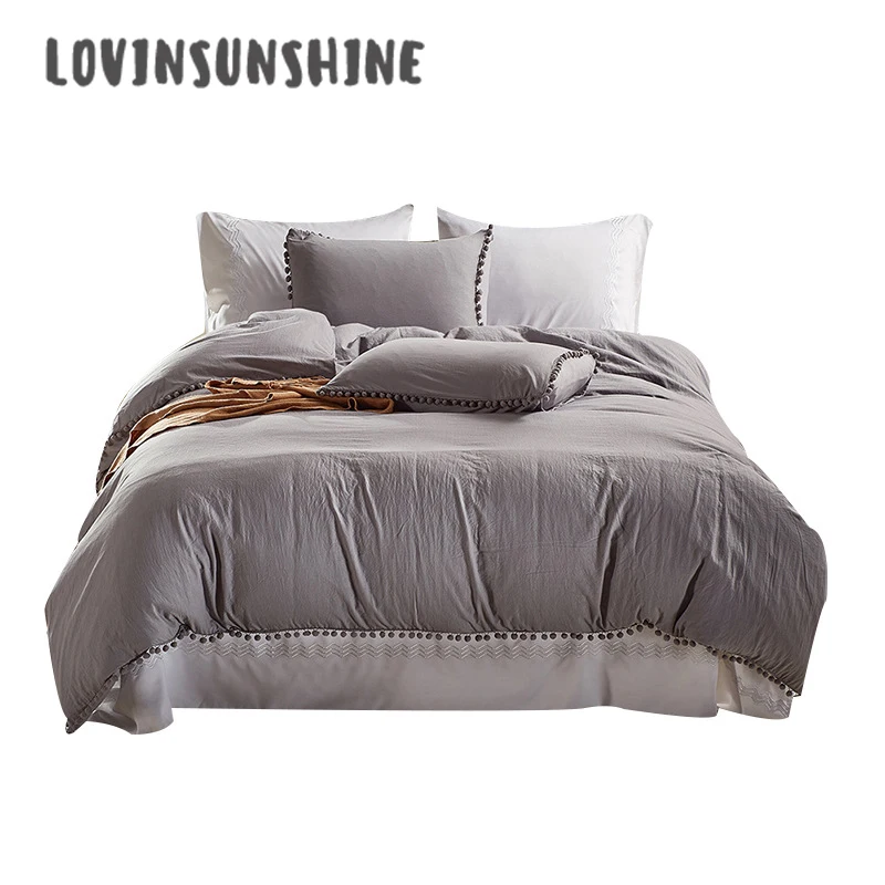 

LOVINSUNSHINE Bed Linen Set King Duvet Cover Set Wish Washed Ball Decorative Comforter Quilt Set AB#90