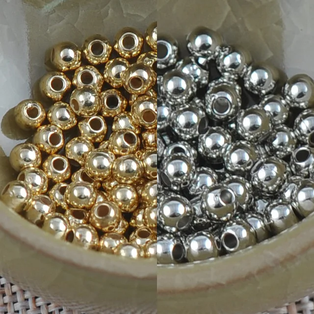 Круглые бусины 4 мм 500 шт. золотистые/Серебристые|beads for jewelry making|spacer beadsbeads |