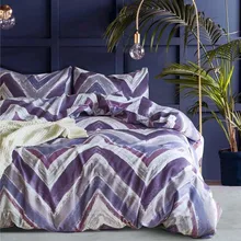 New Bedding Sets 3pcs Smoked Purple Striped Dreamlike Bed Duver Quilt Cover Pillowcase Soft US King Queen Twin Size Bedclothes