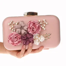 Baby Pink китайских женские PU сумочка клатч Цветы вечерняя сумочка; BS010 невесты Вечерние Новая мода бисером