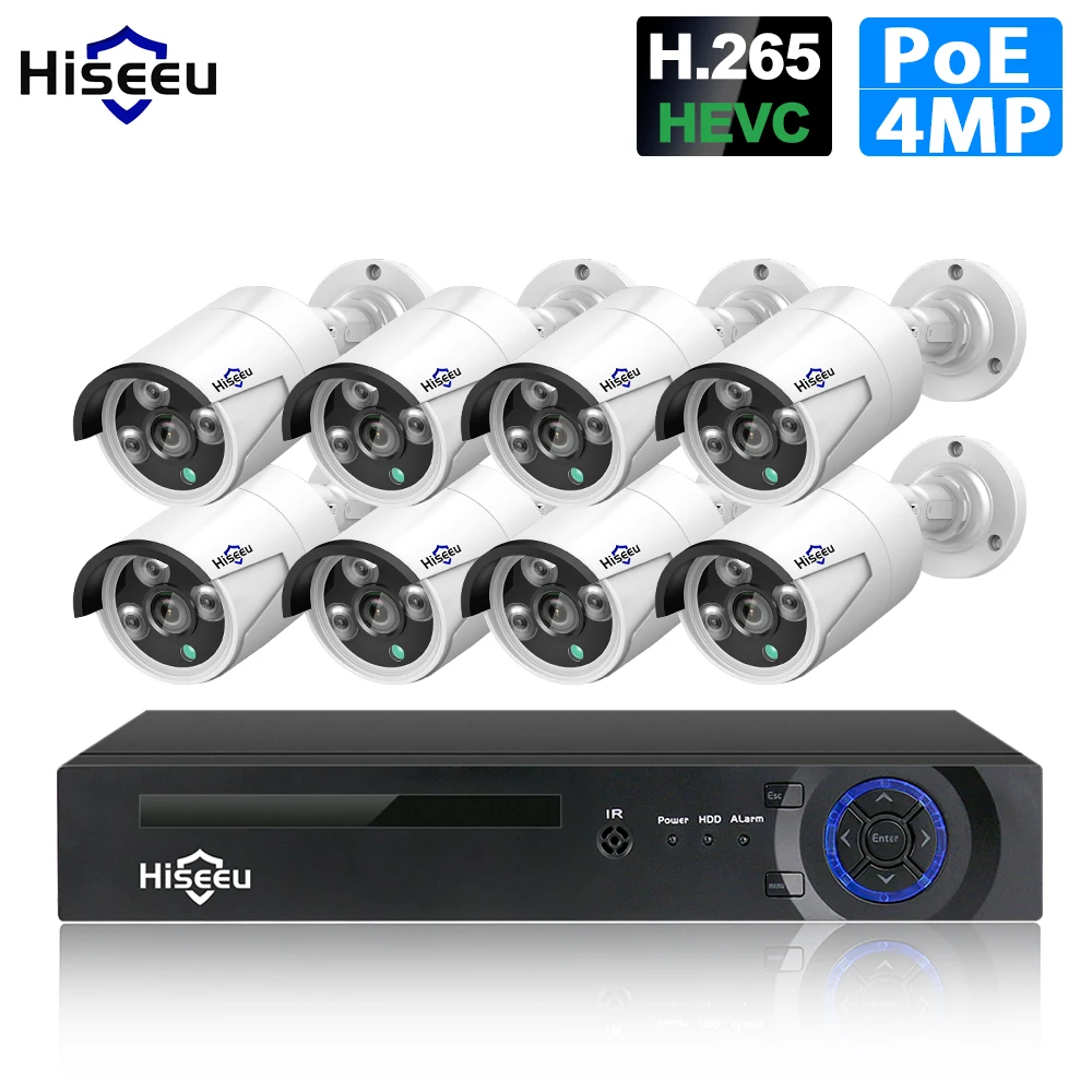 Hiseeu 8CH NVR 4MP POE CCTV камера система Комплект H.265 наружная водонепроницаемая IP