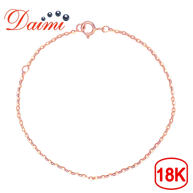 DAIMI 18K Золотая цепочка AU750 Браслет из чистого золота 18K цепочка из розового золота регулируемая 16 см-18 см браслет цепочка ювелирный подарок - Цвет камня: 18K Rose Gold