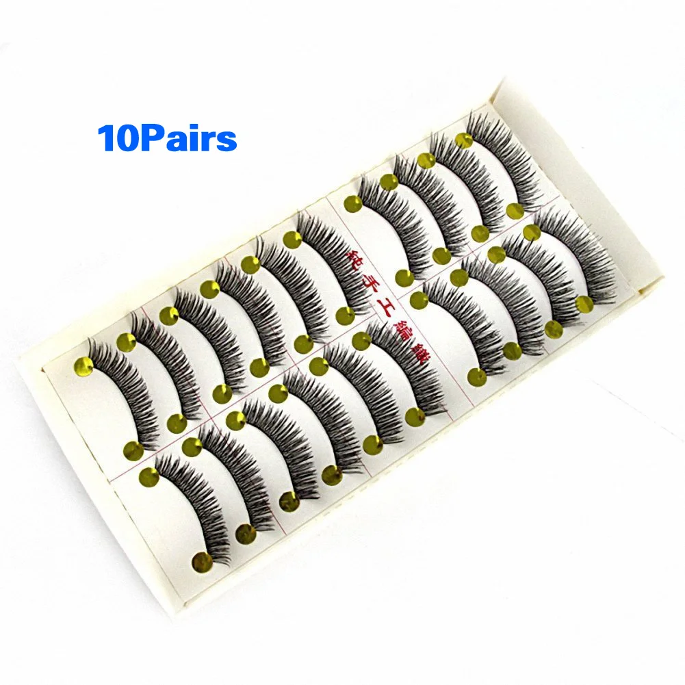 

10 Pairs Transparent Stems Thick Makeup Eye Lashes False Eyelashes