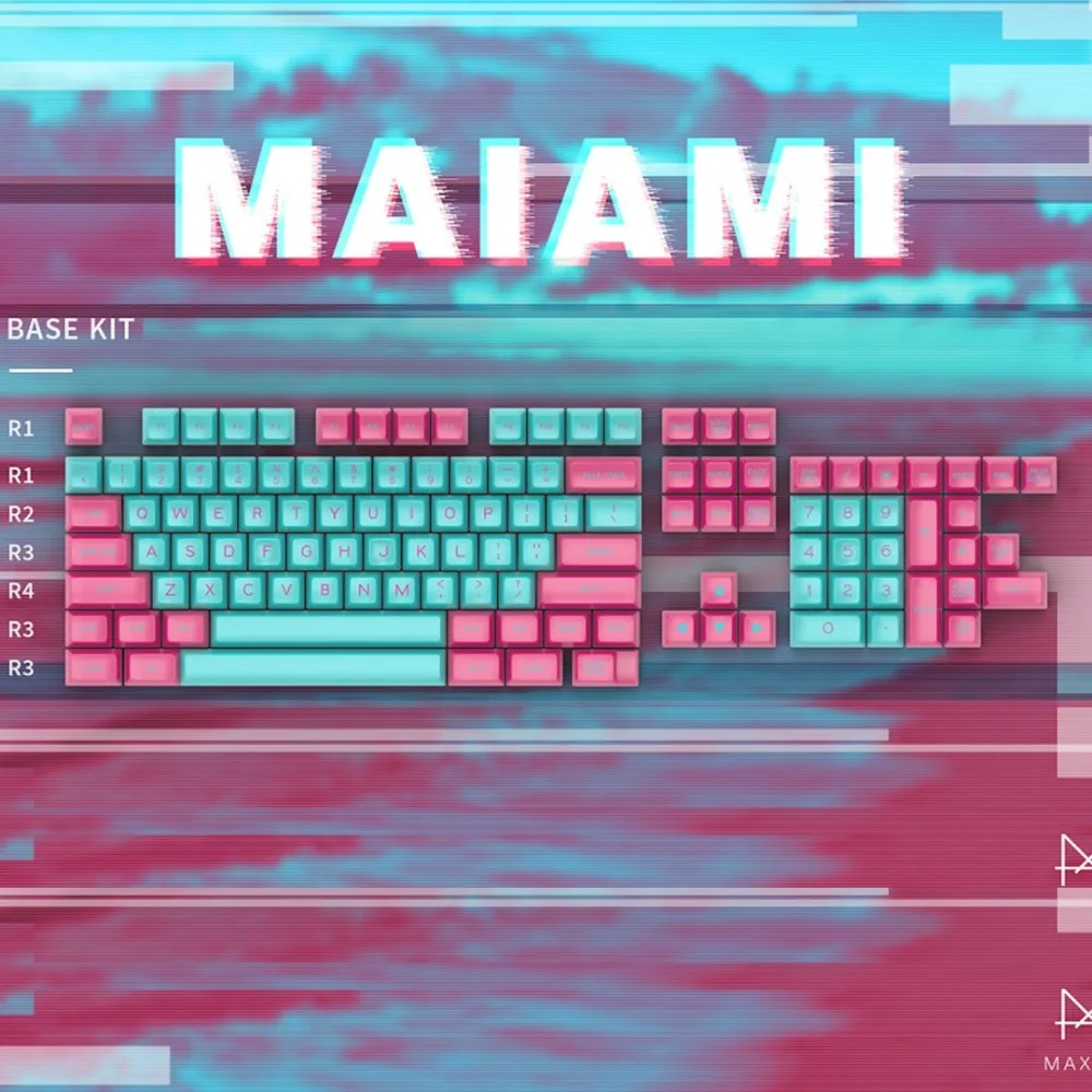 MAXKEY MAIAMI keycaps SA Double shot ABS для механической клавиатуры fit kbd75 | Компьютеры и офис