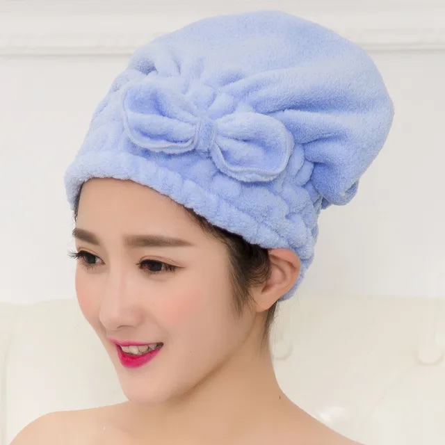 Microfiber Turban Towel Shower Bath Cap Elastic Band Bath Cap Spa Hat Cute Hair Protective