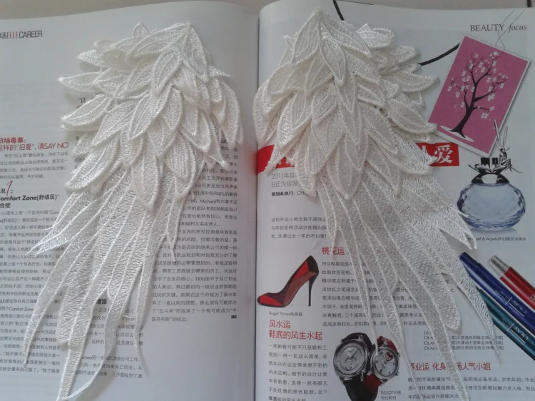 Нашивки Крылья ангела для женщин пошив одежды на вышитый патч образец Аппликации Аксессуары для одежды Diy черный белый
