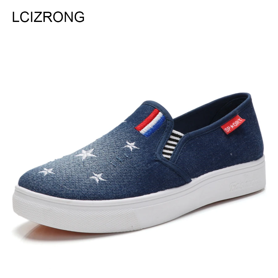 

LCIZRONG Casual Women 10 Style Denim Flat Shoes Canvas Stars and Flower Pattern Daily Shoes Women's Breathable Shoes