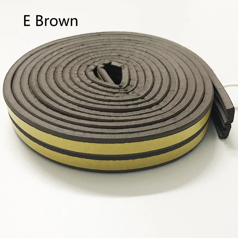 E-type 5m Doors And Windows Seal Strip Soundproof Strip Self-Adhesive Foam Rubber Super Glue Soundproofing Weatherstrip Top