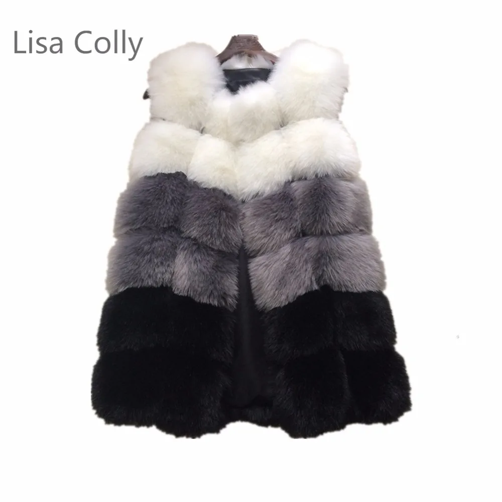 Women Faux Fur Vest Coat Luxury Fox Fur Coat Jackets Winter Warm Fur Vest Waistcoat Jacket Faux Fur Long Coat Outwear