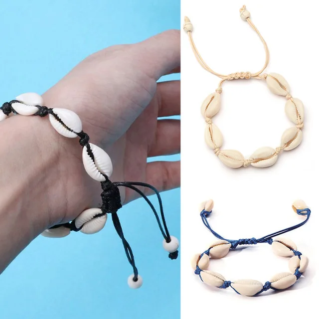 

1pc Natural Seashell Handmade Hand Knit Bracelet Shells Bracelets Beach Ocean Shells Charm Bracelet Delicate Jewerly 8227-8229