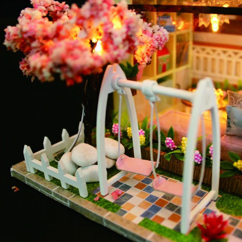 DollHouse Miniature With Furnitures Wooden DIY Doll House Handmade Villa Model Building Toy Sweet Words 13846 #E DollHouse Miniature With Furnitures Wooden DIY Doll House Handmade Villa Model Building Toy Sweet Words 13846 #E