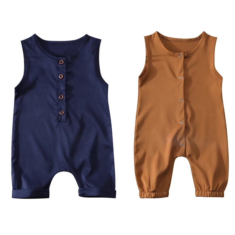 

Solid Color Newborn Infant Baby Boy Girl Sleeveless Cotton Romper Jumpsuit Playsuit Outfit Baby Clothes 0-24M