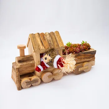 

Succulent Planter in Interesting Cartoon Style with Cute Christmas Bear
