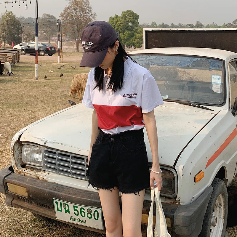 Джинсовые шорты для женщин белая высокая талия Новая летняя Корейская версия показывает тонкие, широкие ноги и свободный характер