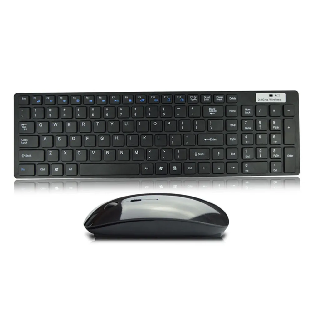 OMESHIN Simplestone Высокое качество ультра тонкий белый 2,4 г беспроводная клавиатура и оптическая мышь 0222 - Цвет: Черный