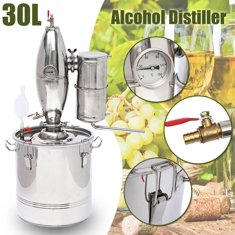 

30L DIY Home Distiller Moonshine Alcohol Stainless Copper Water Wine Essential Oil Brewing Kit