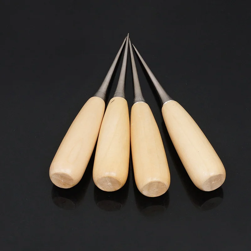 1 PCS Leather Stab Tool DIY Gadget Wood Handle Drillable Awl Round Solid Beech for Craft|tool diy|tools fortools leather |