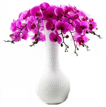 

INDIGO - 8pcs Purple Plastic Orchids Real Touch Moth Orchid Butterfly Flower Waterproof Wedding Flower Party Event Free Shipping