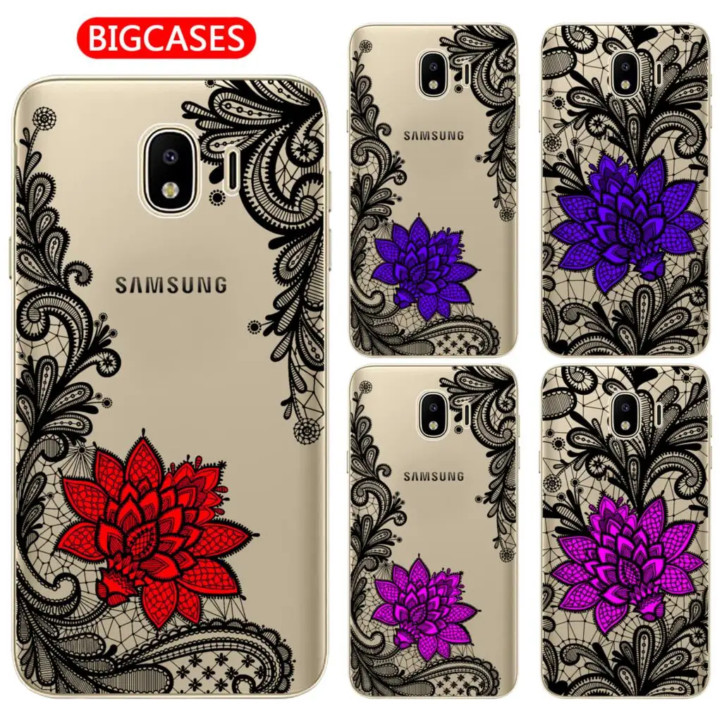 For Samsung Galaxy J4 2018 Case Cover EU 5.5&quot J400 J400F Soft TPU Silicone Cute Color Mandala Lace Flower Painted Phone |