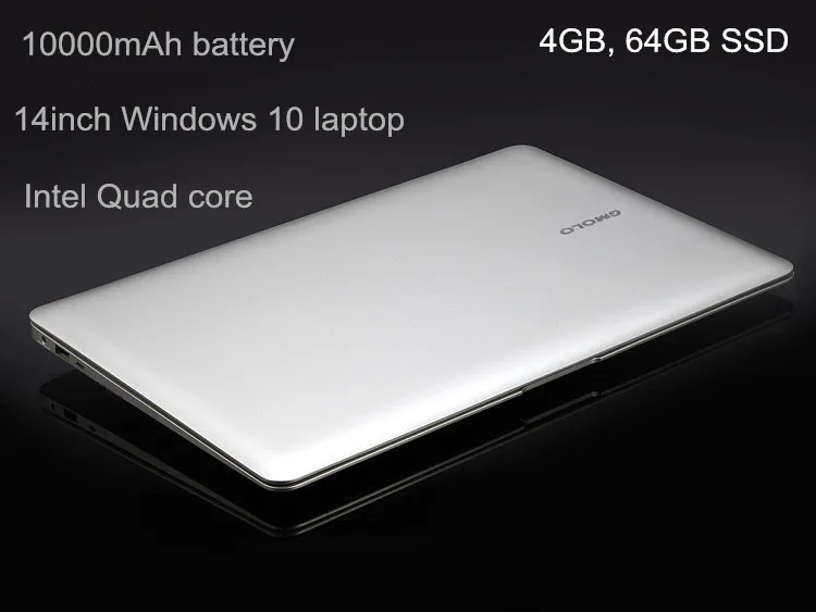  14inch laptop tablet 10000mAh battery Windows 10 Quad core Intl 4GB/64GB SSD WIFI webcam bluetooth ultrabook PC 