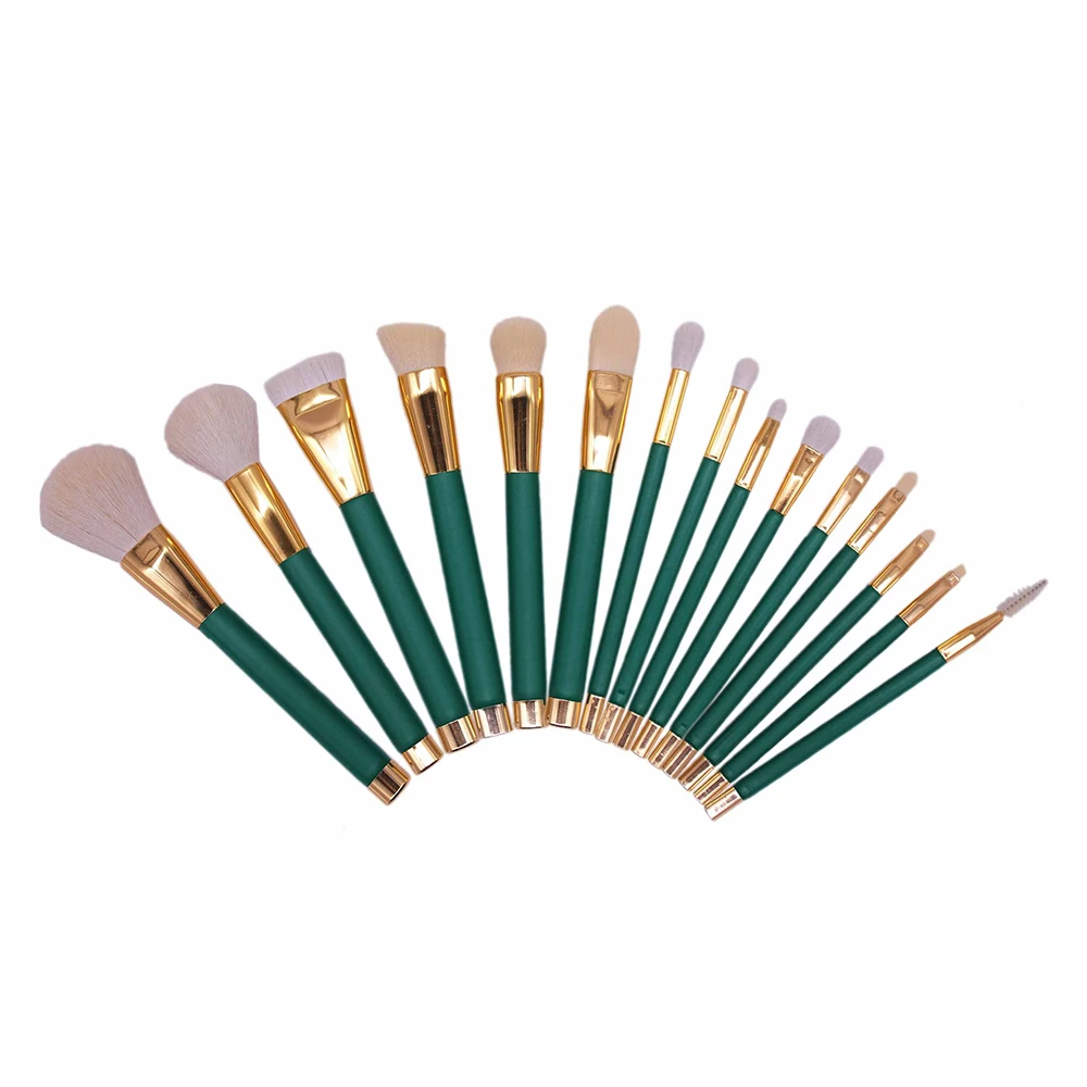 Vander 15 шт. набор зеленых кистей для макияжа набор кистей для макияжа Косметический профессиональный набор кистей для основы смешивающий карандаш Кабуки