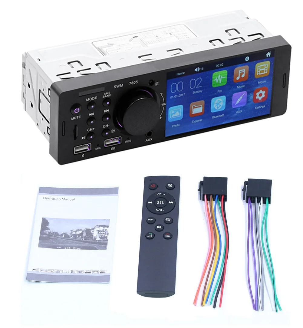 

Autoradio1 din Car Radio 4.1" Inch Touch Screen Stereo Multimedia MP5 Player Bluetooth Dual USB Charger Micphone Handsfree