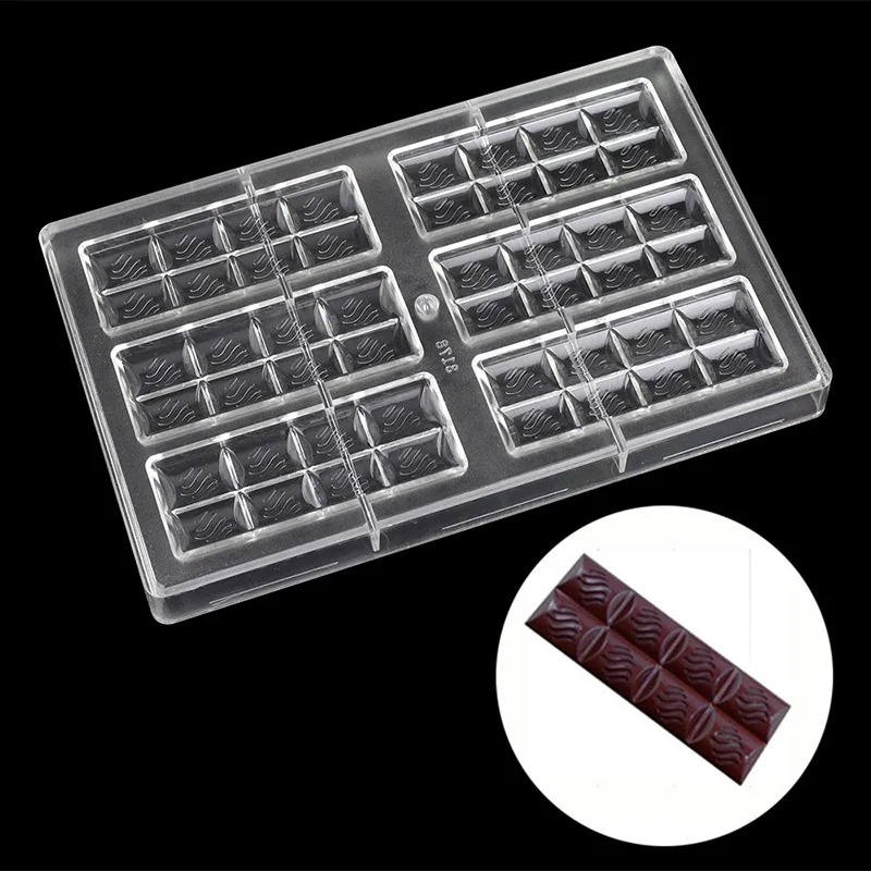 3D Chocolate Candy Bar Mold Polycarbonate Plastic Forms Chocolate Bar Tray Baking Pastry Bakery Tools for Chocolate Candy Mould