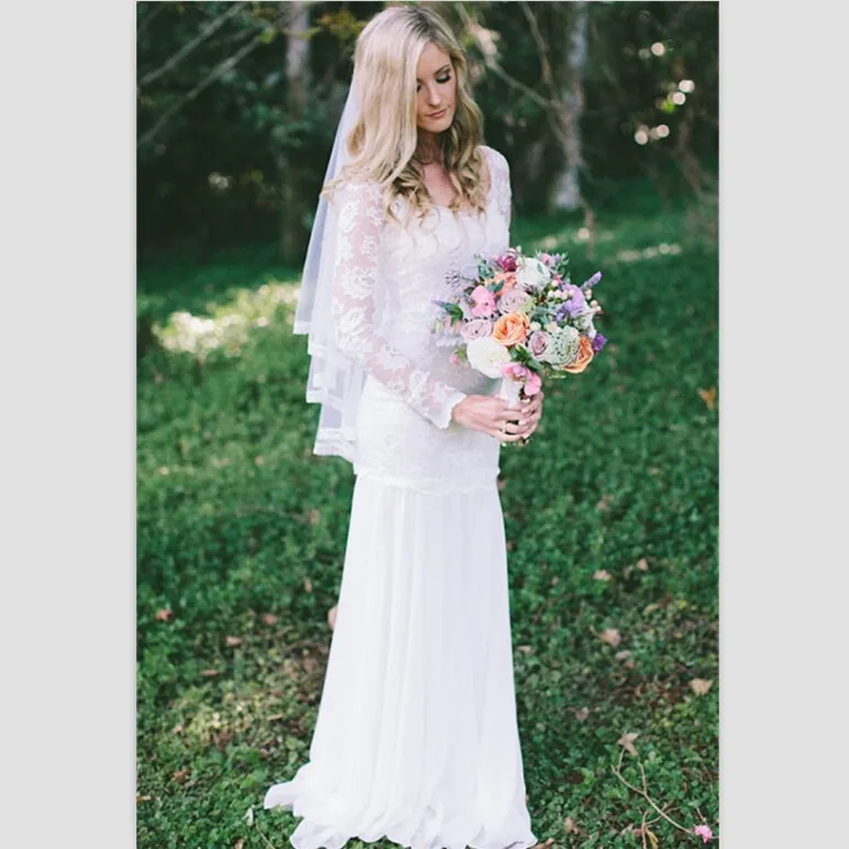 Elegant-White-Lace-Boho-Wedding-Dresses-2015-Long-Sleeves-Beach-Wedding-Gowns-Scoop-Bohemian-Dress-Bride