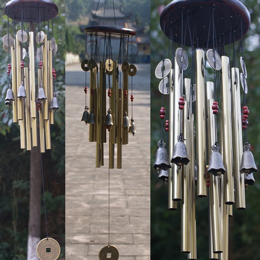 New 4 Tubes 5 Bells Bronze Yard Garden Outdoor Living Wind Chimes 65cm