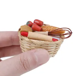 Кукольный домик Миниатюрный пищевой инструмент тост для хлеба хот-дог с корзиной для столовой пекарни Кондитерские кухонные украшения Acc