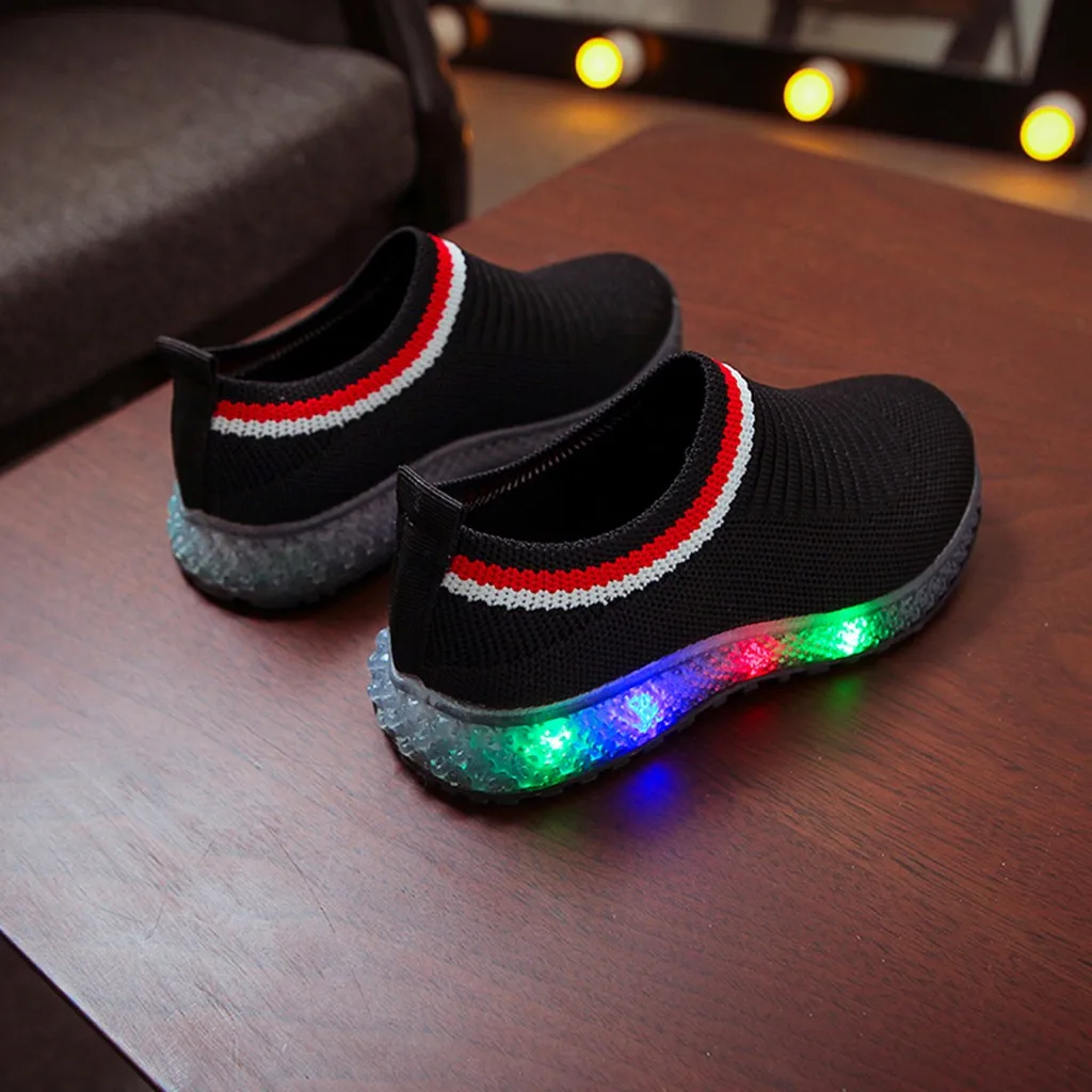 Детская обувь со светодиодной подсветкой для маленьких девочек и мальчиков; сетчатый светодиодный спортивный кроссовки; Повседневная обувь; Детские светящиеся люминесцентные кроссовки