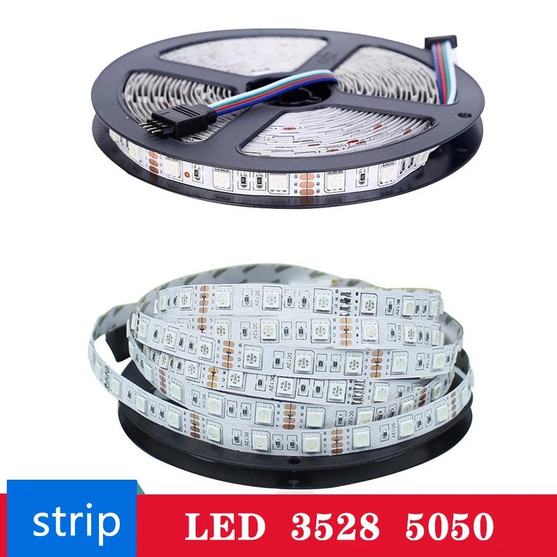Светодиодная лента 3528 5050 DC12V 60 светодиодов/м гибкий светодиодный светильник RGB