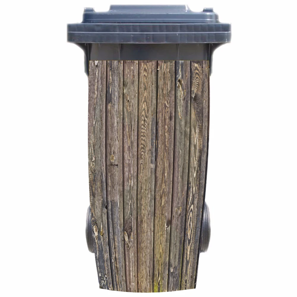 

3D Grey Wood Rubbish Bin Sticker Wallpaper mural Wall Print Decal Removable Wall Mural Photo self adhesive Gift
