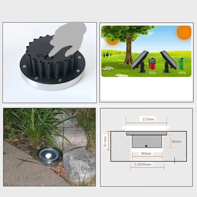 Открытый водонепроницаемый светодиодный освещение для лужайки на солнечной батарее солнечной энергии углубленная в землю свет садовый декор путь свет наземная лампа