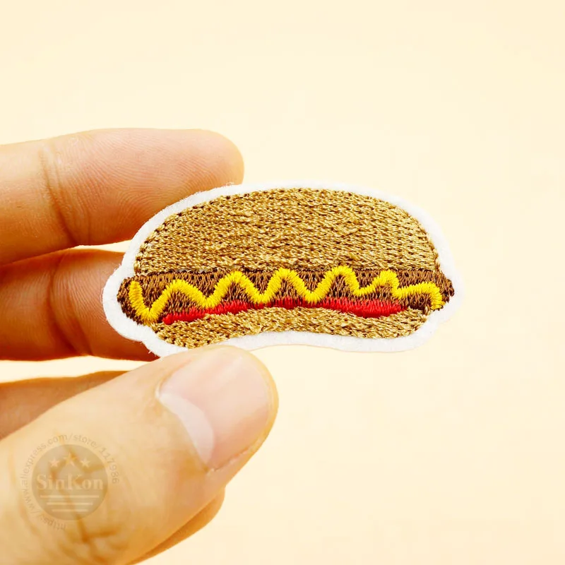 Hot Dog Size 2 3x4 7cm Cloth Badge Mend Decorate Patch Jeans Jackets 