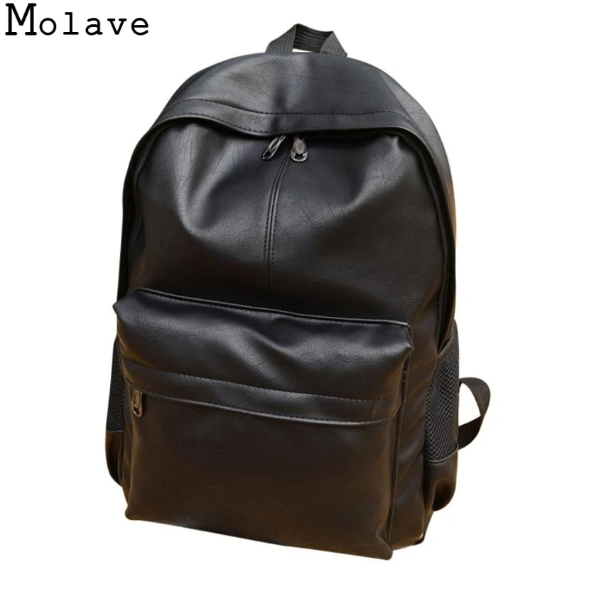 

MOLAVE backpack Preppy Style Leather School Backpack Bag For College Simple Design Men Casual Daypacks mochila male New DEC28