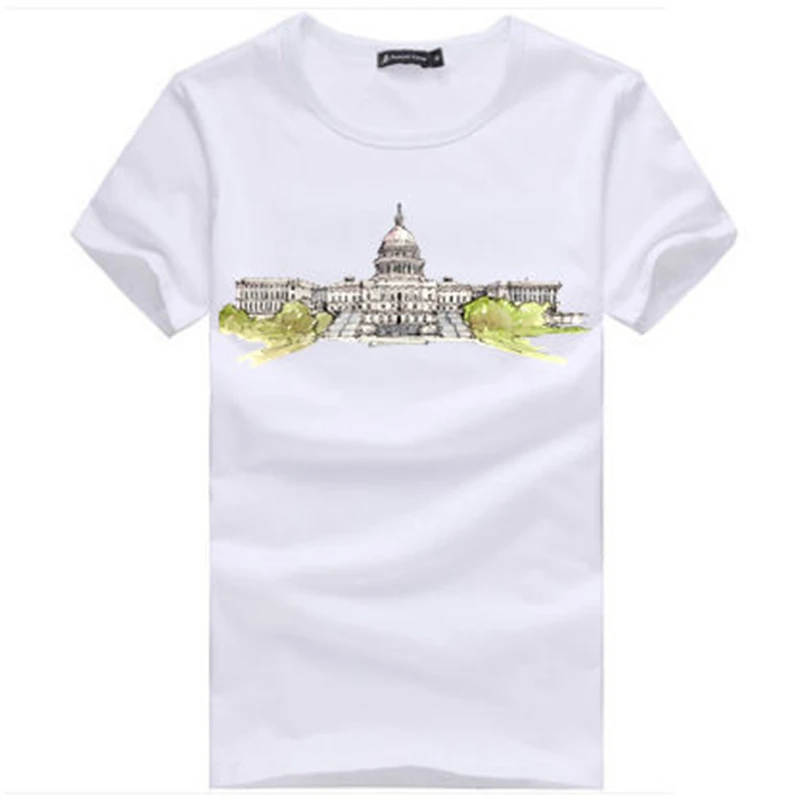 Ручная роспись футболки Мужчин Модная Одежда 2017 Новый Casual Male Clothing Хлопок