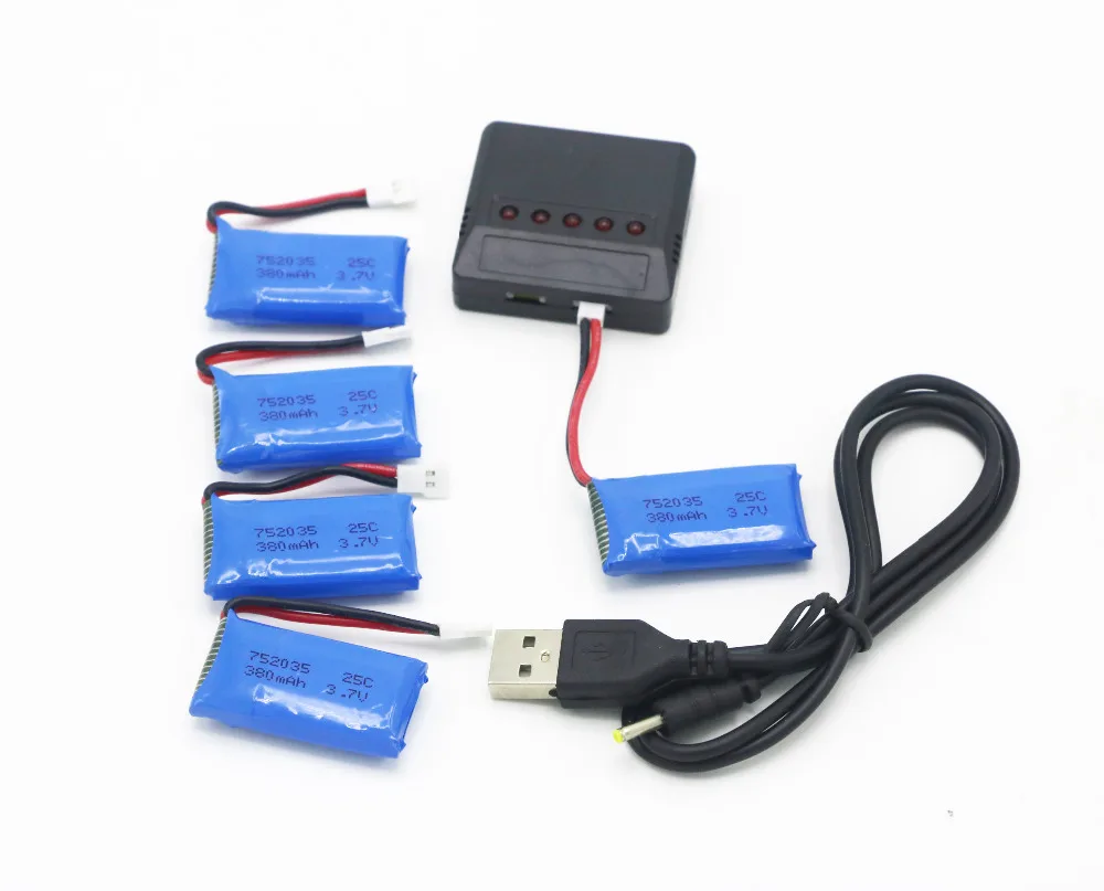 X5 зарядное устройство с 5 шт 3 7 V 240mAh 350mAh 380mAh 500mAh 600mah 650mah Lipo батарея для Hubsan X4 H107 H107L