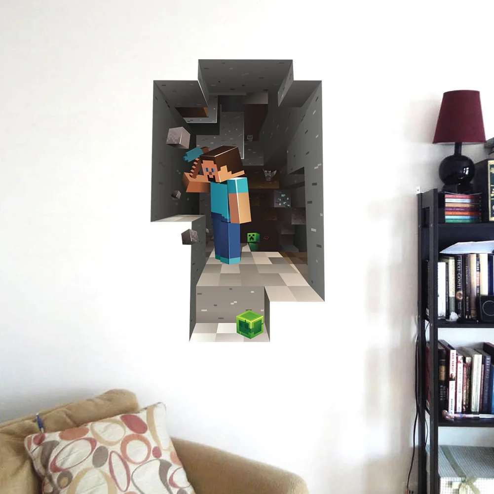 New Minecraft 3d Adesivo De Parede Para Quarto De Crianças Adesivos