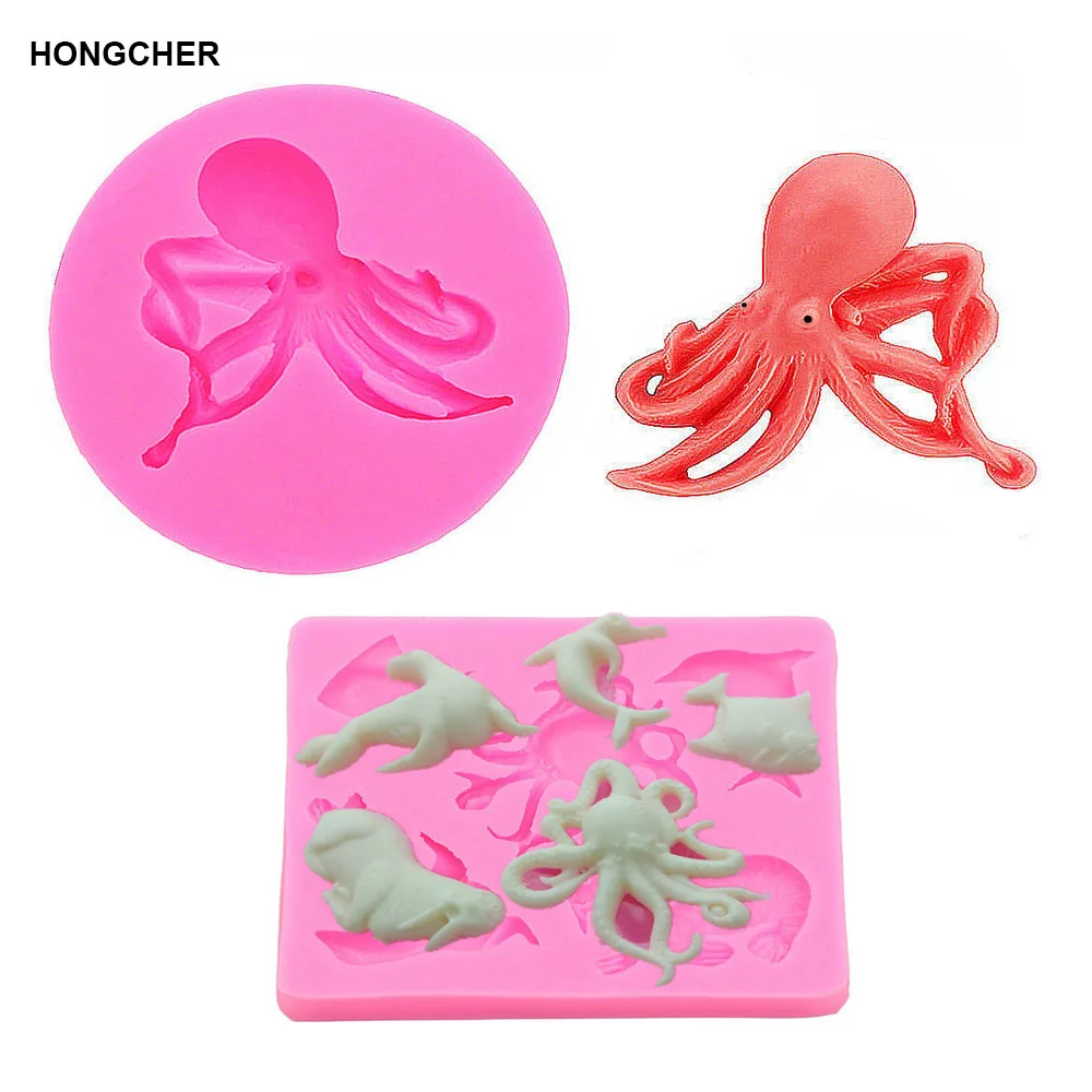 

New Marine series octopus fondant cake silicone mold, chocolate mold, clay mold, kitchen baking gadget, biscuit mousse mold.
