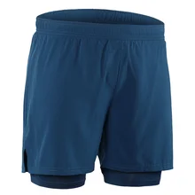 Для мужчин бега шорты быстросохнущие дышащие шорты для бега активных тренировок бега для марафона, велоспорта шорты Для мужчин 2 в 1