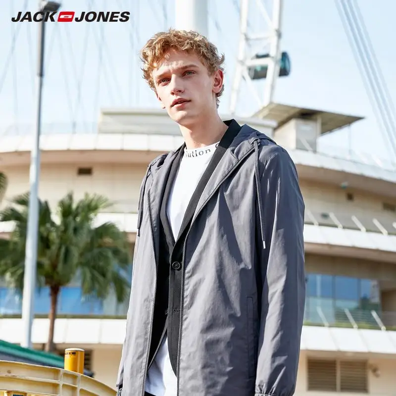 

JackJones Men's Cotton Hooded Long-sleeved Jacket E|219121565