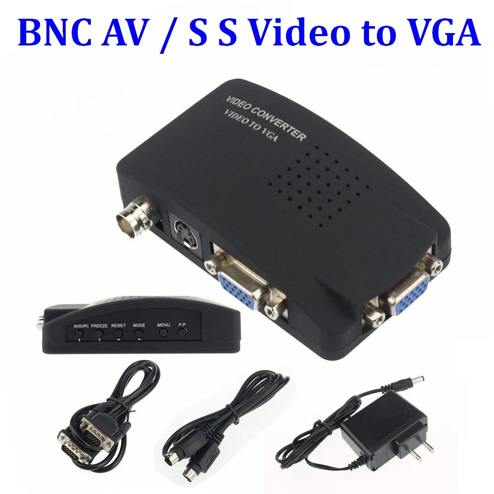 100 комплект AV S Video BNC / RCA Композитный видео в ПК ноутбук VGA ТВ конвертер адаптер