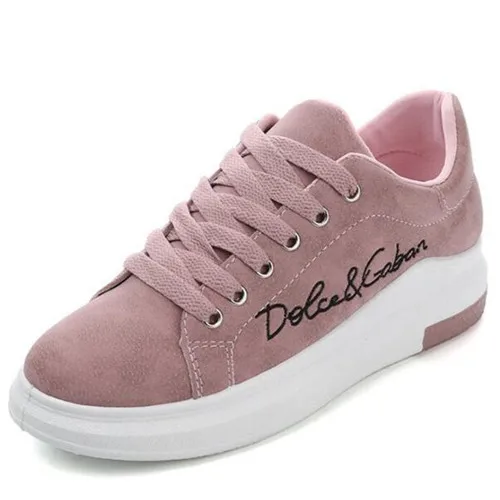 Mhysa/Новинка года; сезон весна-осень; розовые кроссовки на платформе со шнуровкой; женская Вулканизированная обувь; tenis feminino; повседневная женская обувь; T01 - Цвет: Розовый
