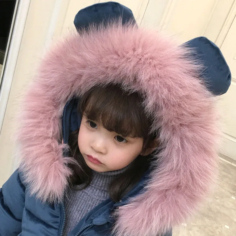 girls winter jacket coat baby bebe children kids velvet tops parka long snowsuit down cotton pad clothes pink fur collar hood
